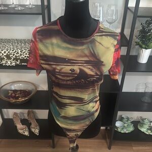 Fashion Nova Multicolor Abstract Bodysuit